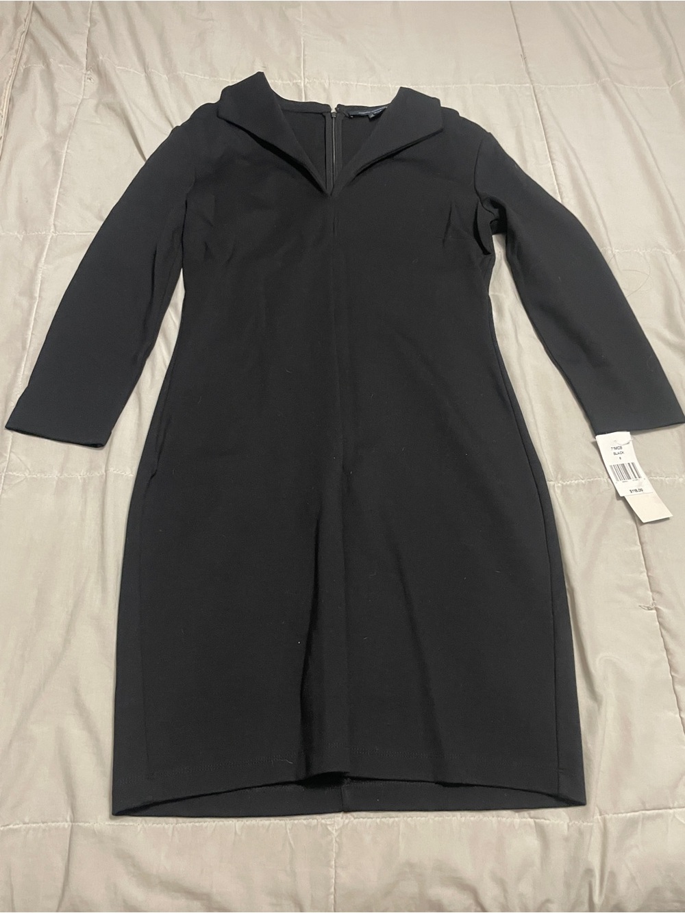 French Connection Black Women's Midi Dress with Structured Collar